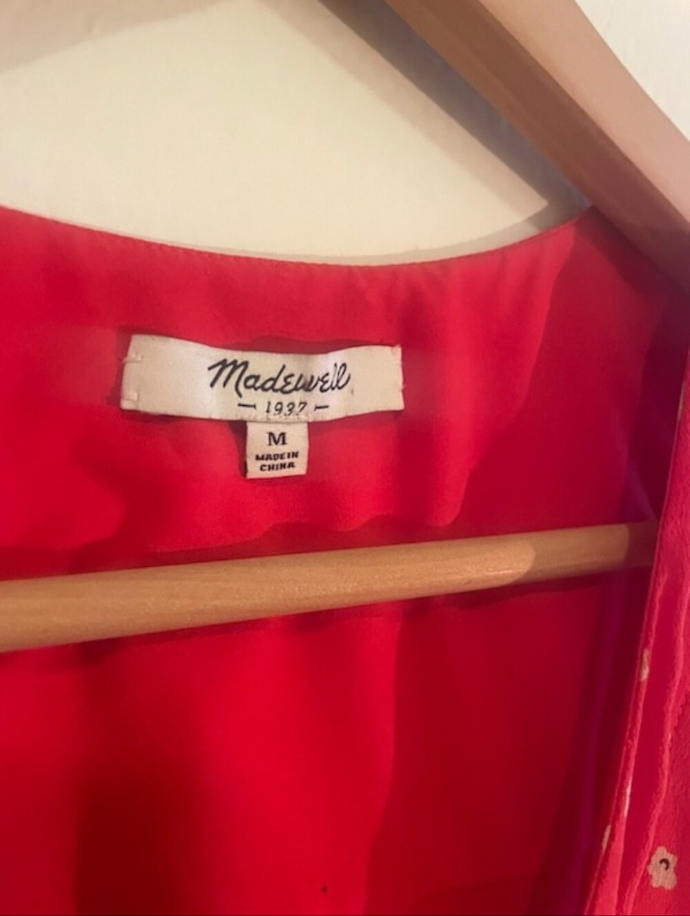 Madewell Silk Odette Mini Dress Sleeveless Pintuck M EUC Red Floral - Picture 3 of 4